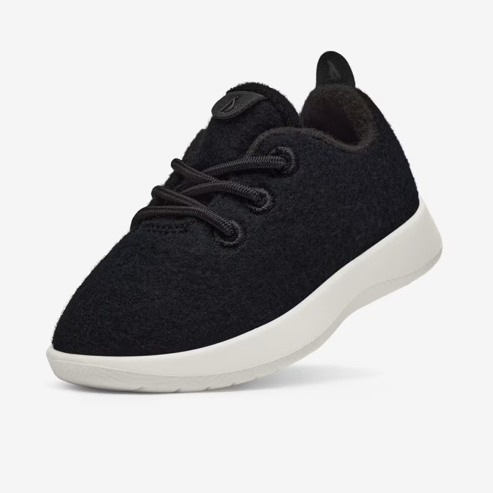 Smallbirds Wool Runners - Little Kids, Black with Blizzard Sole